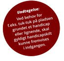 Undtagelse: Ved behov forf.eks. tuk-tuk på pladsengrundet et handicapeller lignende, skalgyldigt handicapskiltkunne fremvisesi indgangen.